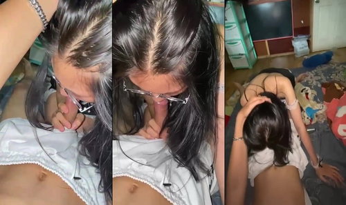 Cô bạn thân kính cận chăm ngoan học giỏi em mới tập bú cu